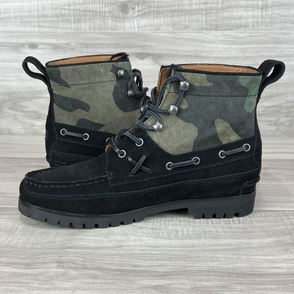 Polo Ralph Lauren Men's 10.5 Ranger Mid Black  Camo Suede Boot Combat - Picture 6 of 9